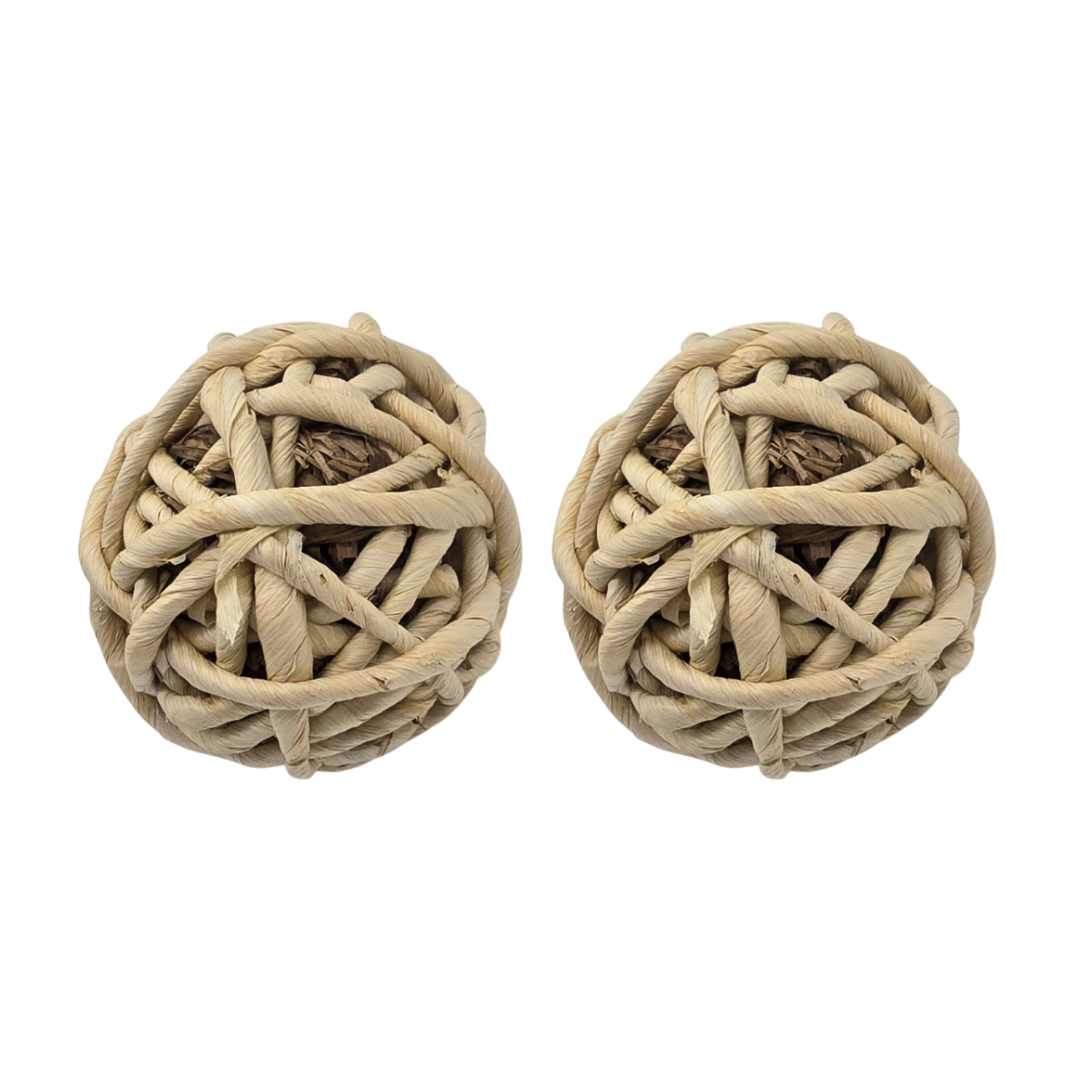 Set 2 Esferas De Fibra Cuerda Para Decoracion Pelota Marron-0