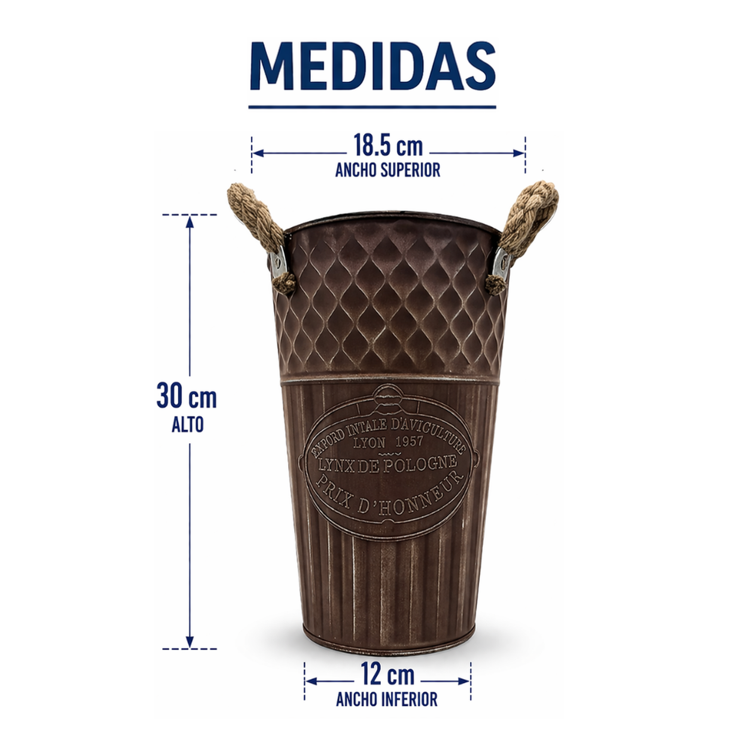 Set 2 Macetero Metalico Decorativo Cafe Vintage Florero S-6