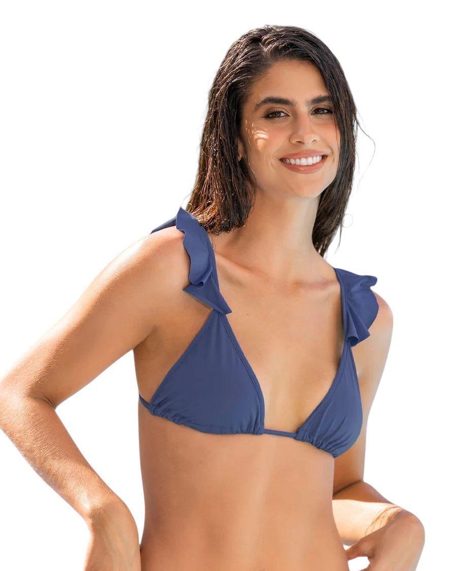 Conjunto de Bikini triangular con top tipo cortina-3