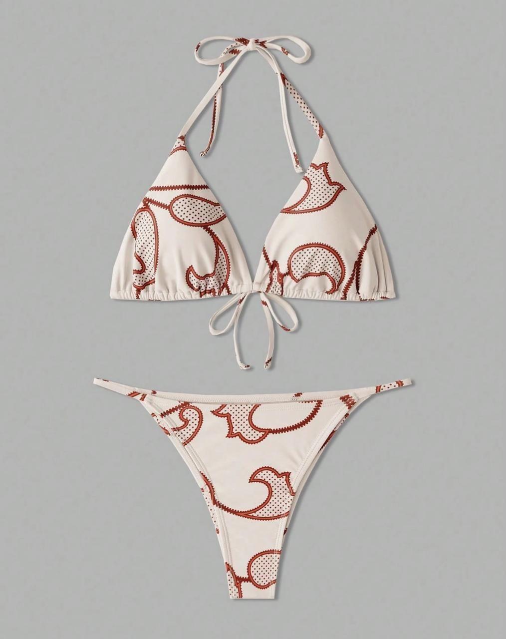 Conjuto de Bikini Traje de Ba o Mujer Blanco-0
