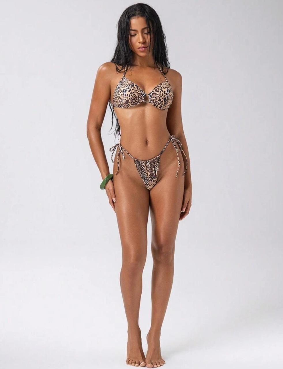 Traje de Baño Mujer  Bikini Estampado de Leopardo-0