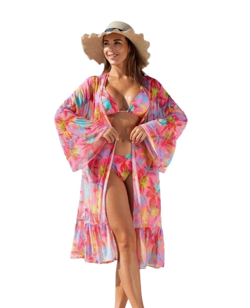 Traje de Baño Mujer Conjunto de Bikini y Kimono-2