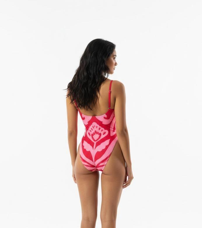 Traje de Baño Mujer Una pieza Estampado rojo-1