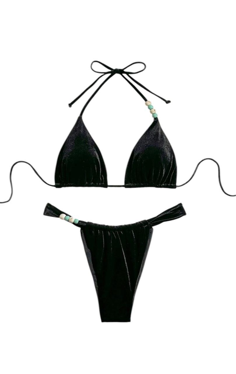 Traje de Baño Mujer Terciopelo Negro-3