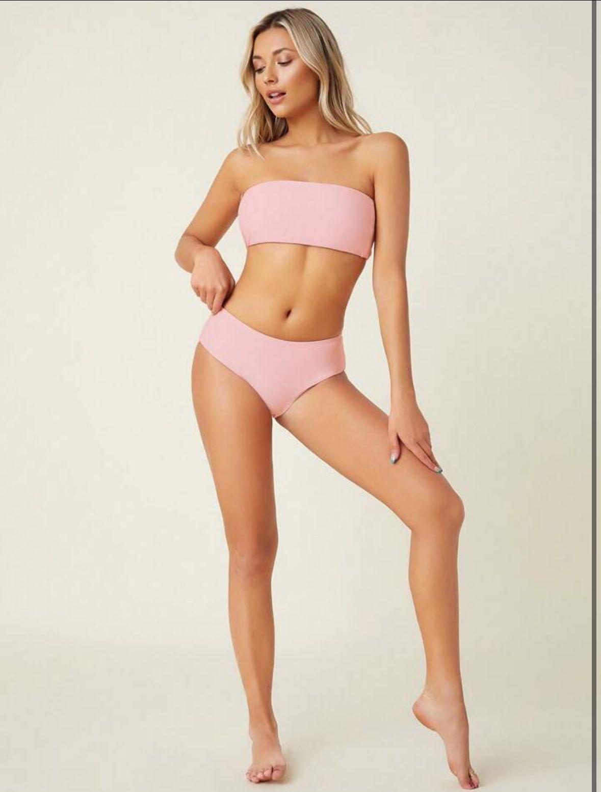 Traje de Baño Mujer Unicolor Bandeau-0