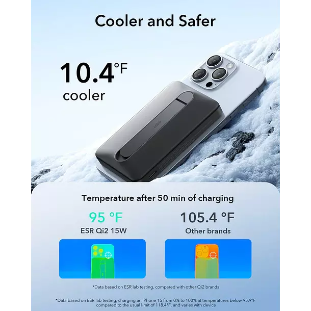 Bateria portatil ESR Qi2 10 000mah Magnetica Kickstand Powerbank-4