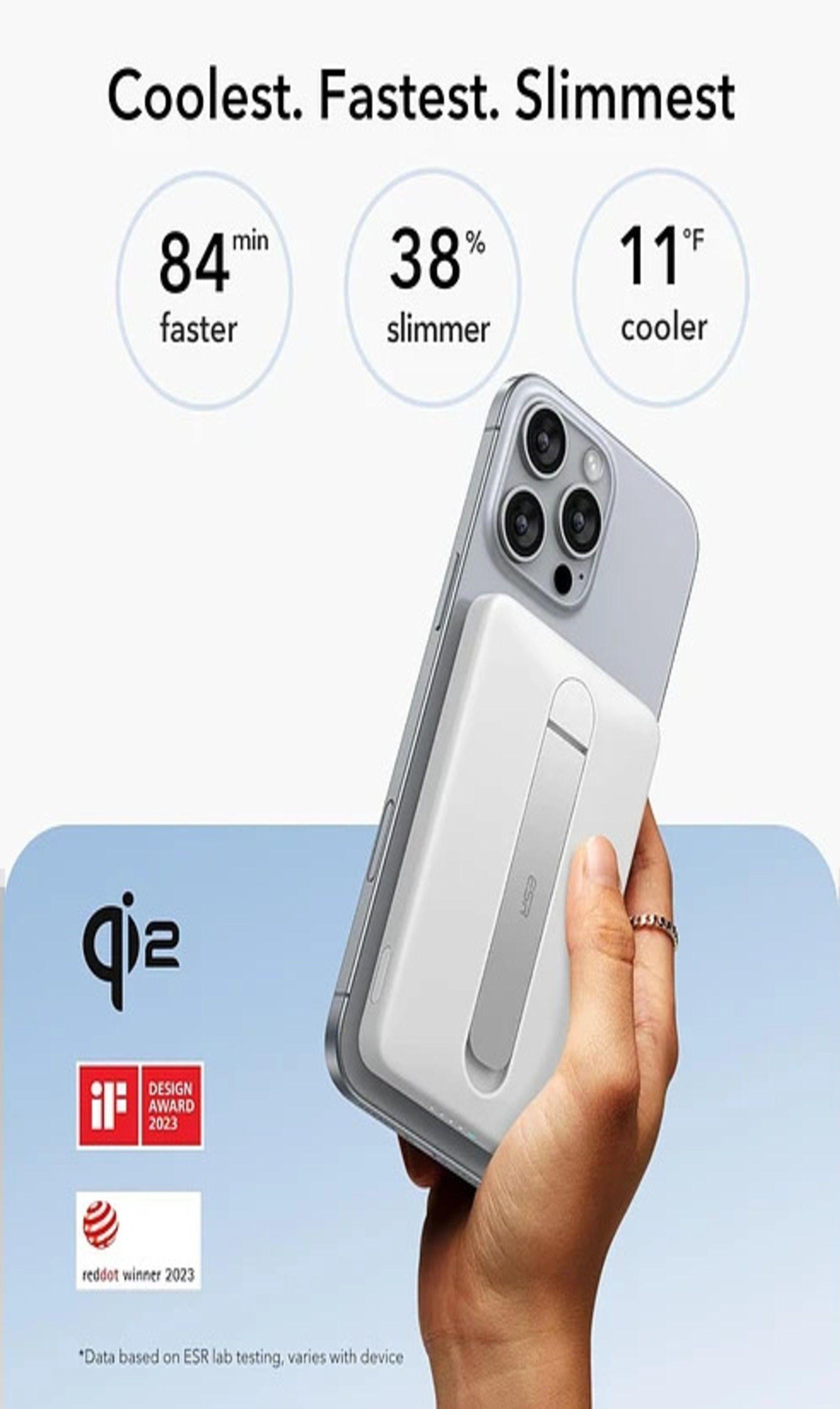 Bateria portatil ESR para iPhone Qi2 5000mAh Magnetica Kickstand Powerbank-7