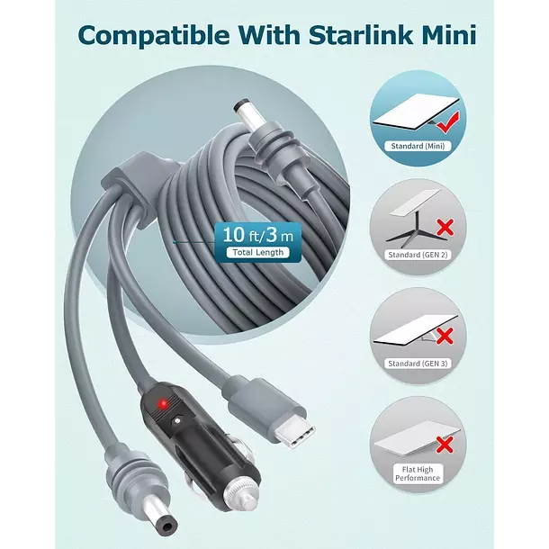 Cable de Carga 3 en 1 para Starlink Mini 3 Metros-5