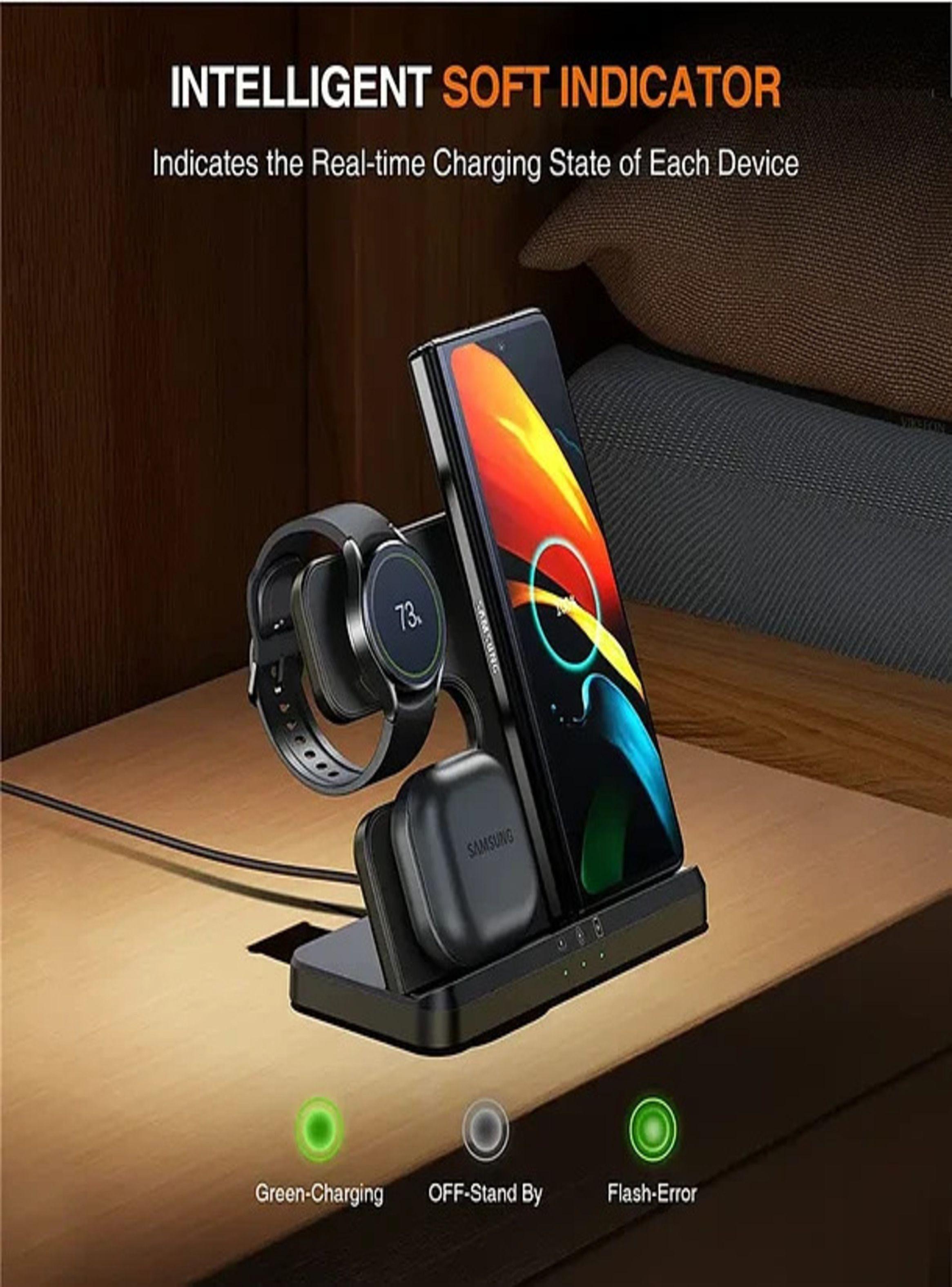 Cargador Inalambrico 3 En 1 para Samsung Galaxy Buds Galaxy Watch-4