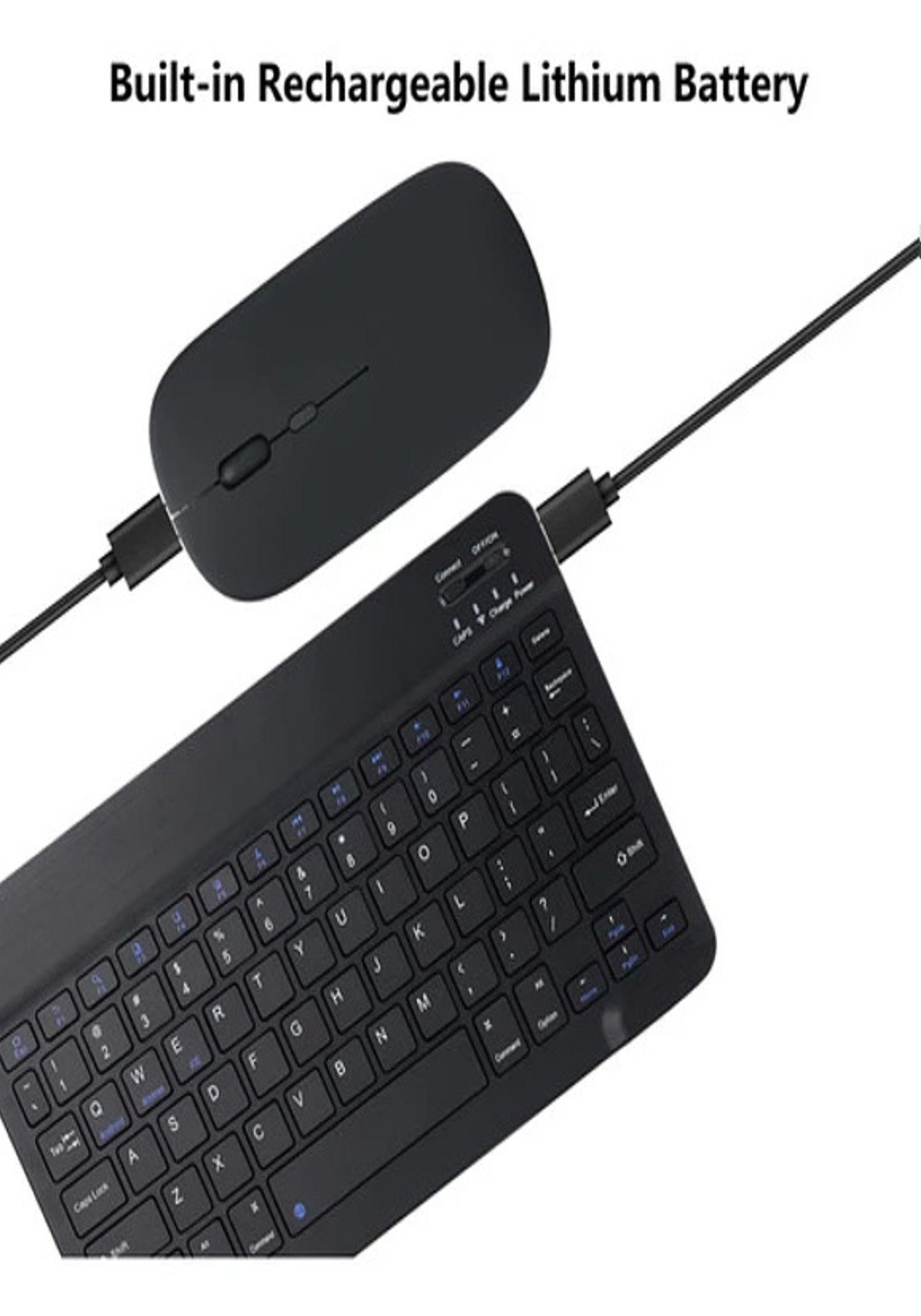 Teclado Bluetooth Mouse Para iPad Tablet Inalambrico Negro-3