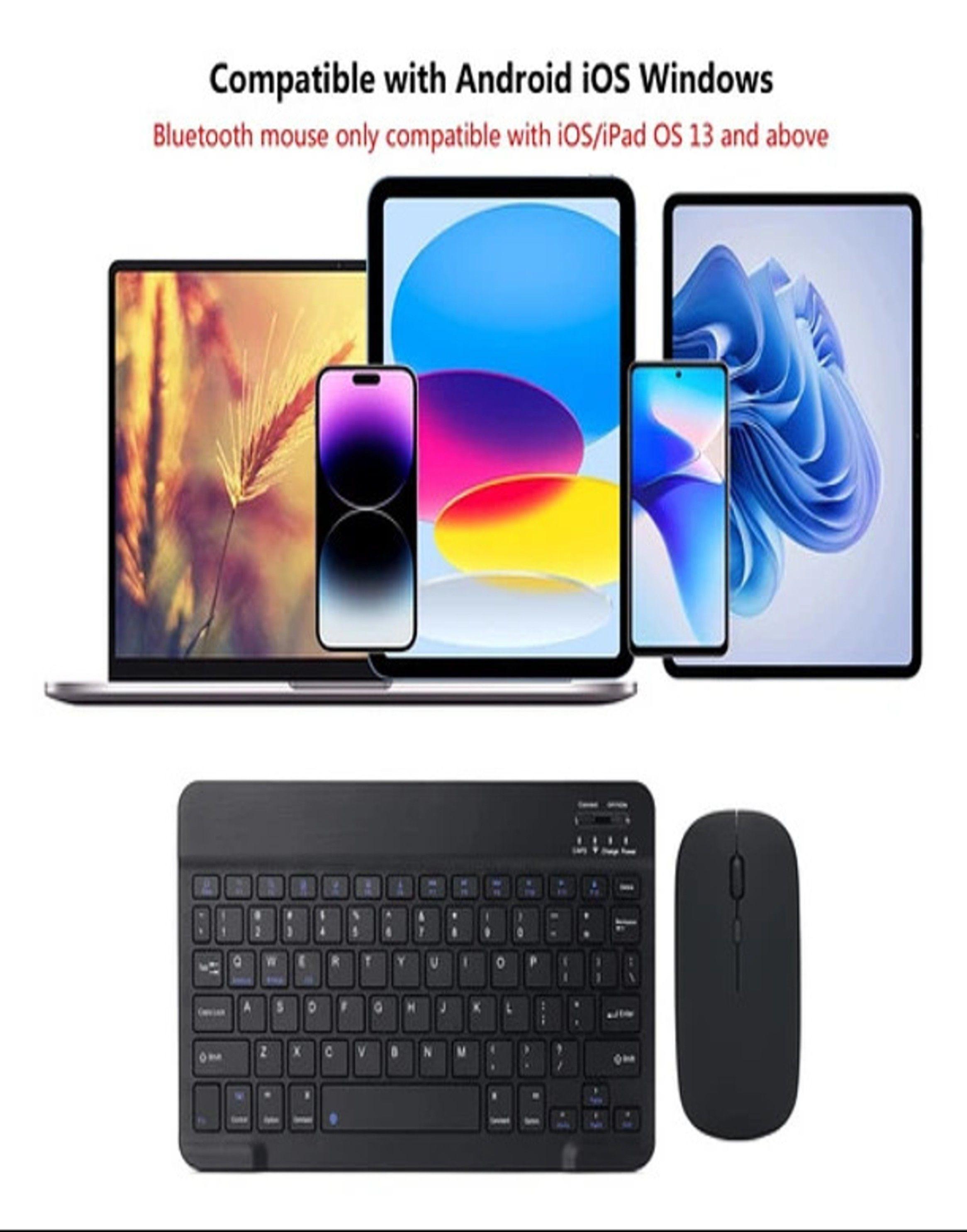 Teclado Bluetooth Mouse Para iPad Tablet Inalambrico Negro-4