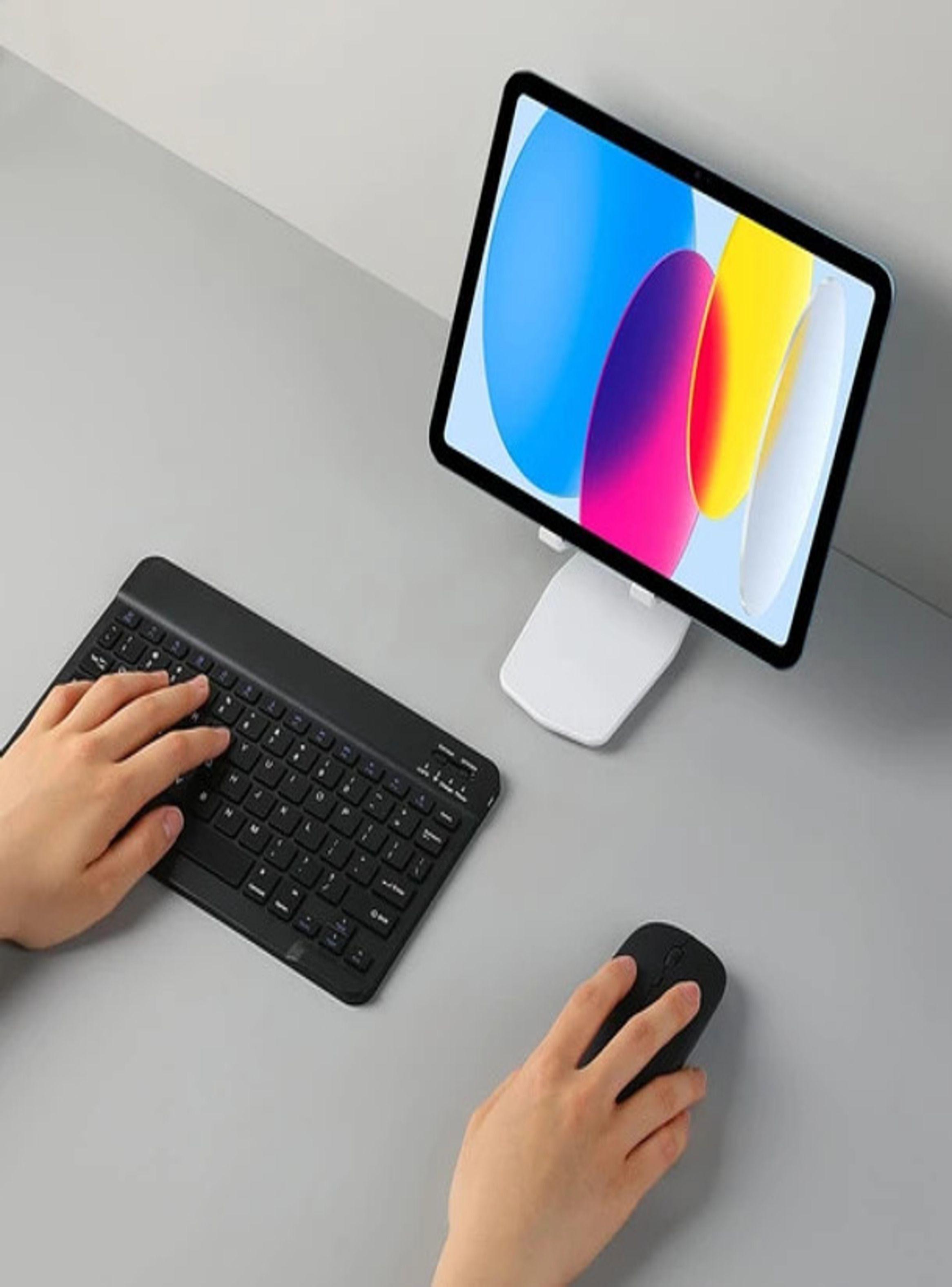 Teclado Bluetooth Mouse Para iPad Tablet Inalambrico Negro-5