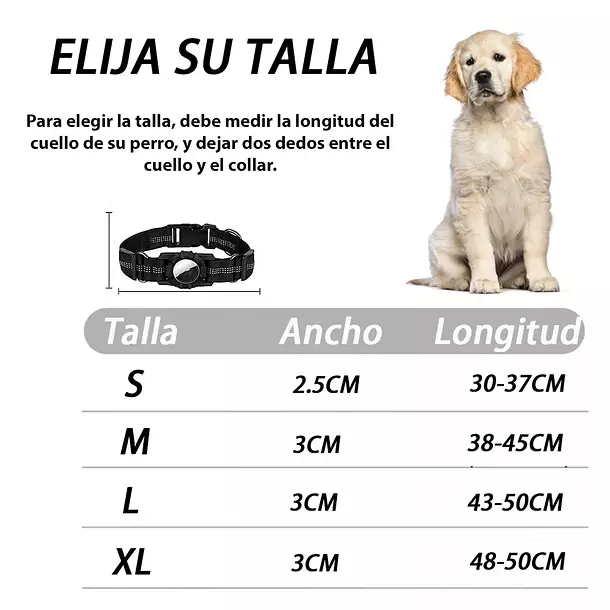 Collar Correa Perro Para Airtag Reforzada Reflectante Talla M-2