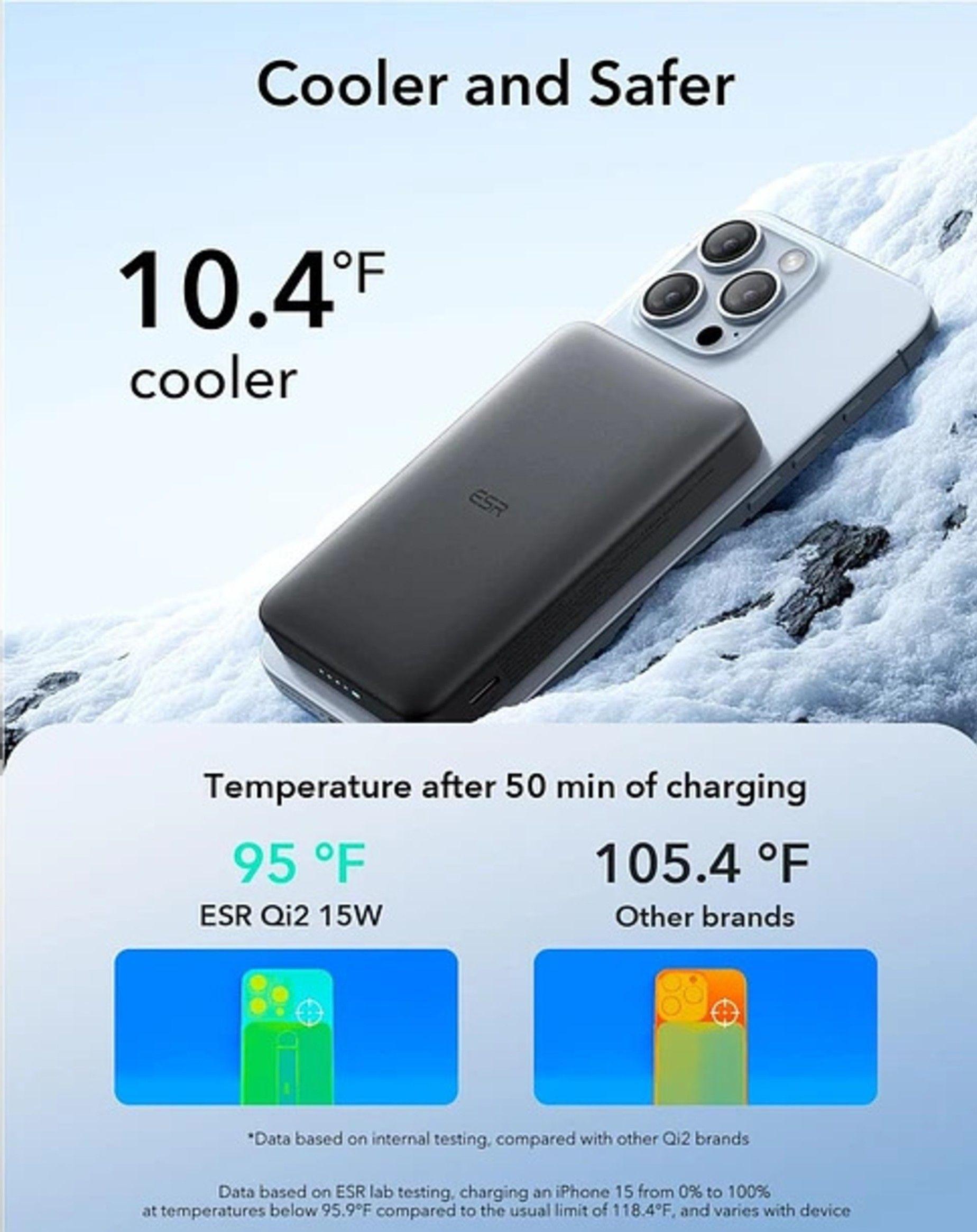 Cargador Portatil Bateria Portatil ESR Para iPhone Qi2 10 000 mAh Magnetica MagSlim-3