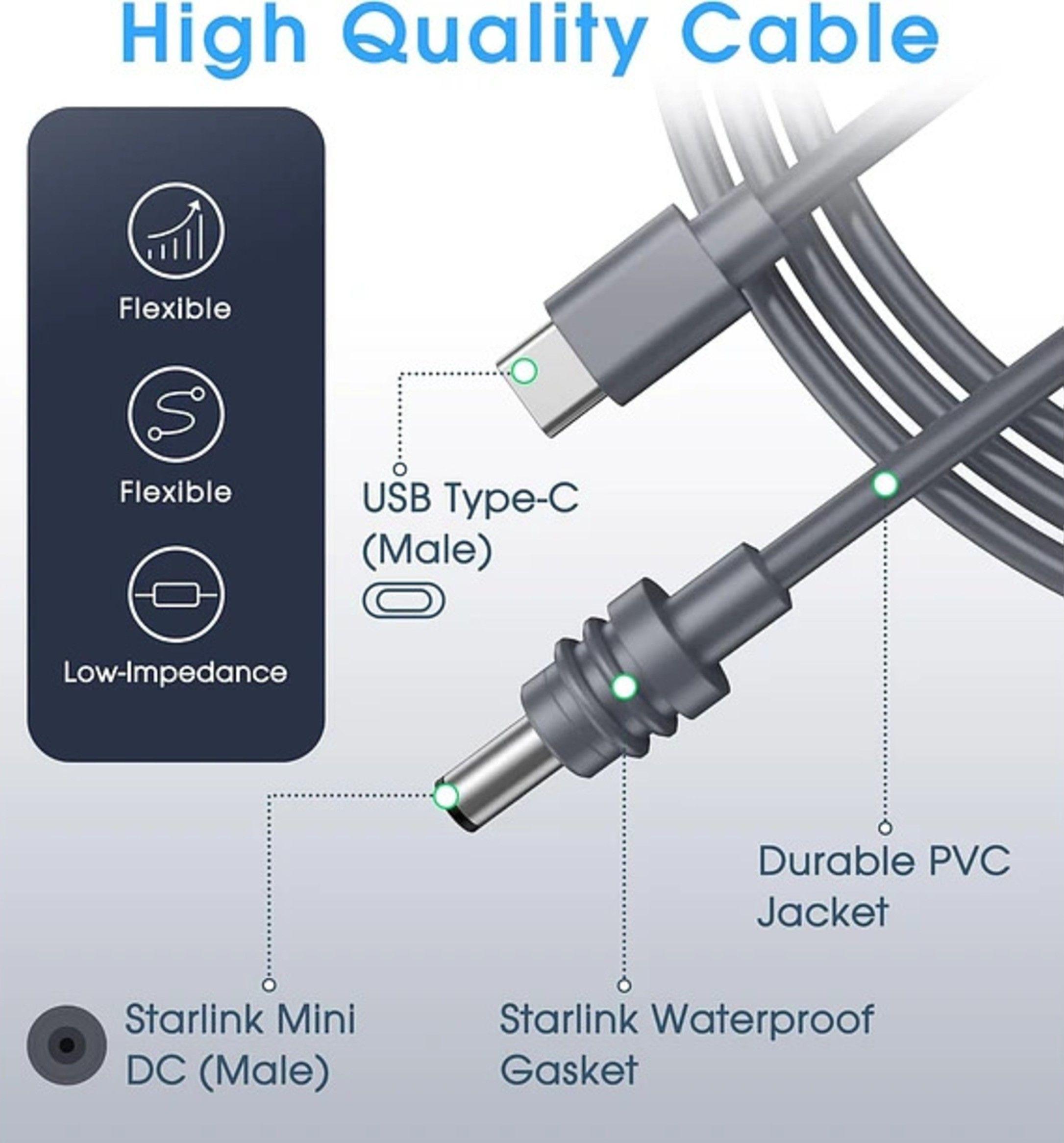 Cable de Carga USB C Para Starlink Mini 2 Metros-4