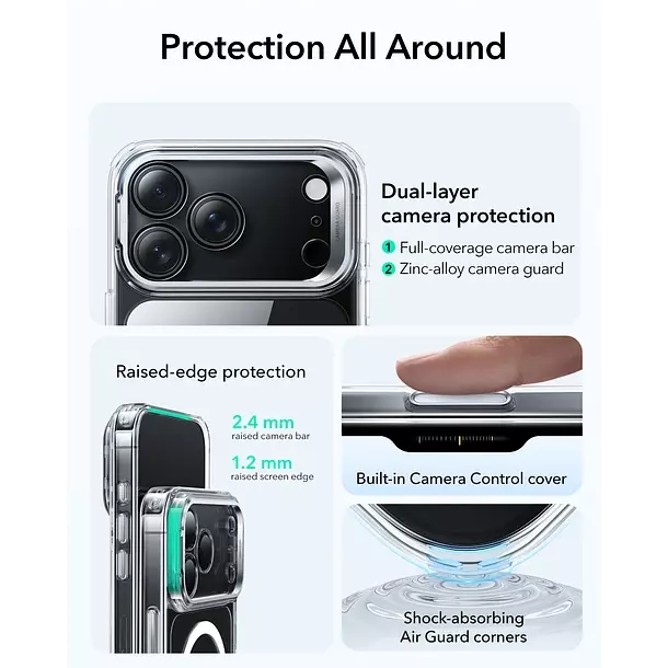 Carcasa ESR Para iPhone 17 Pro Max Hybrid Stash Stand Negro-5