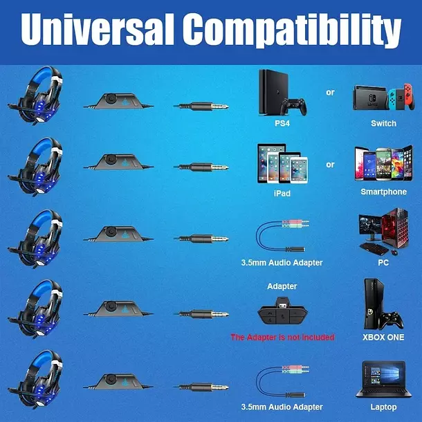 Audifonos Gamer 7 1 Compatible Con PS5 PS4 XBOX NOTEBOOK PC-6