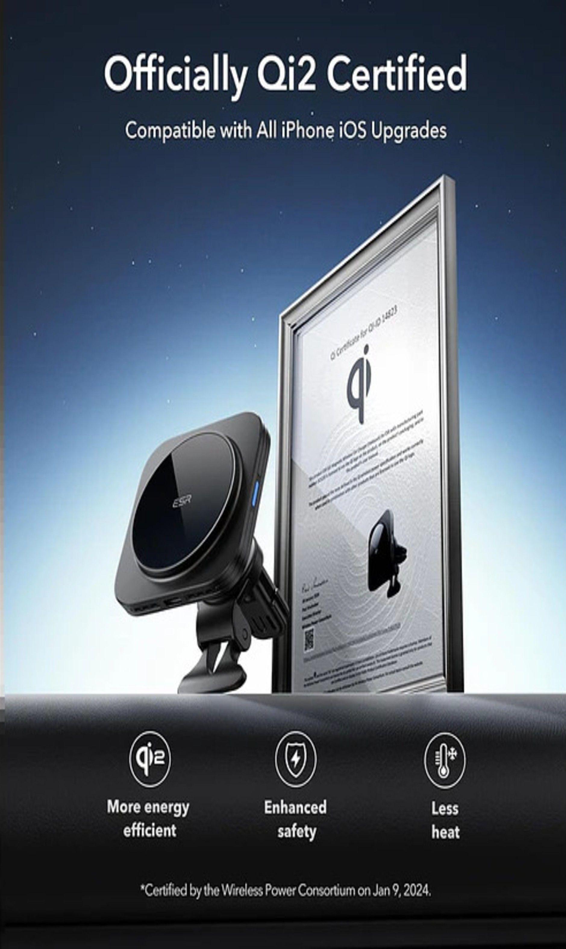 Soporte Celular Auto ESR Qi2 Cryoboost Magnetico Para iPhone-1