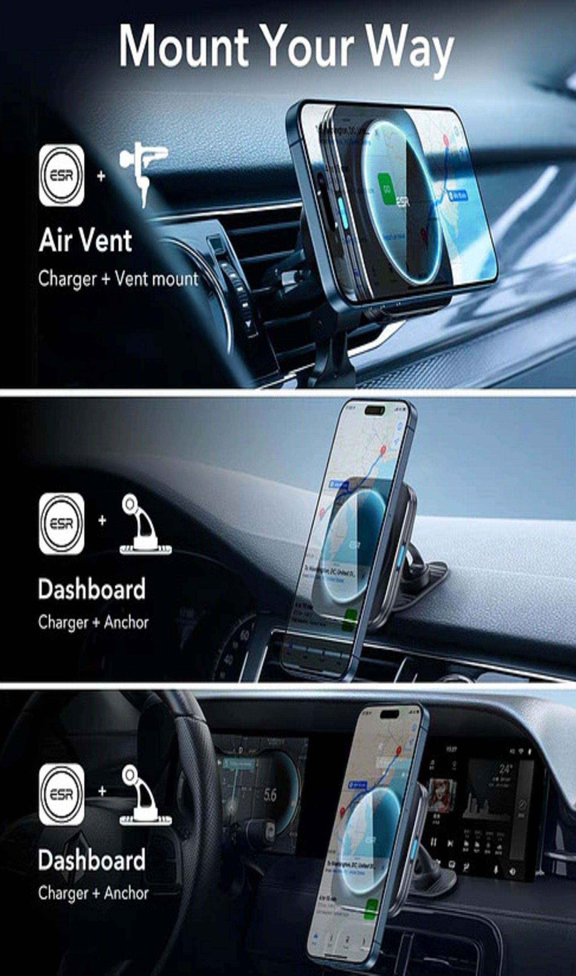 Soporte Celular Auto ESR Qi2 Cryoboost Magnetico Para iPhone-7