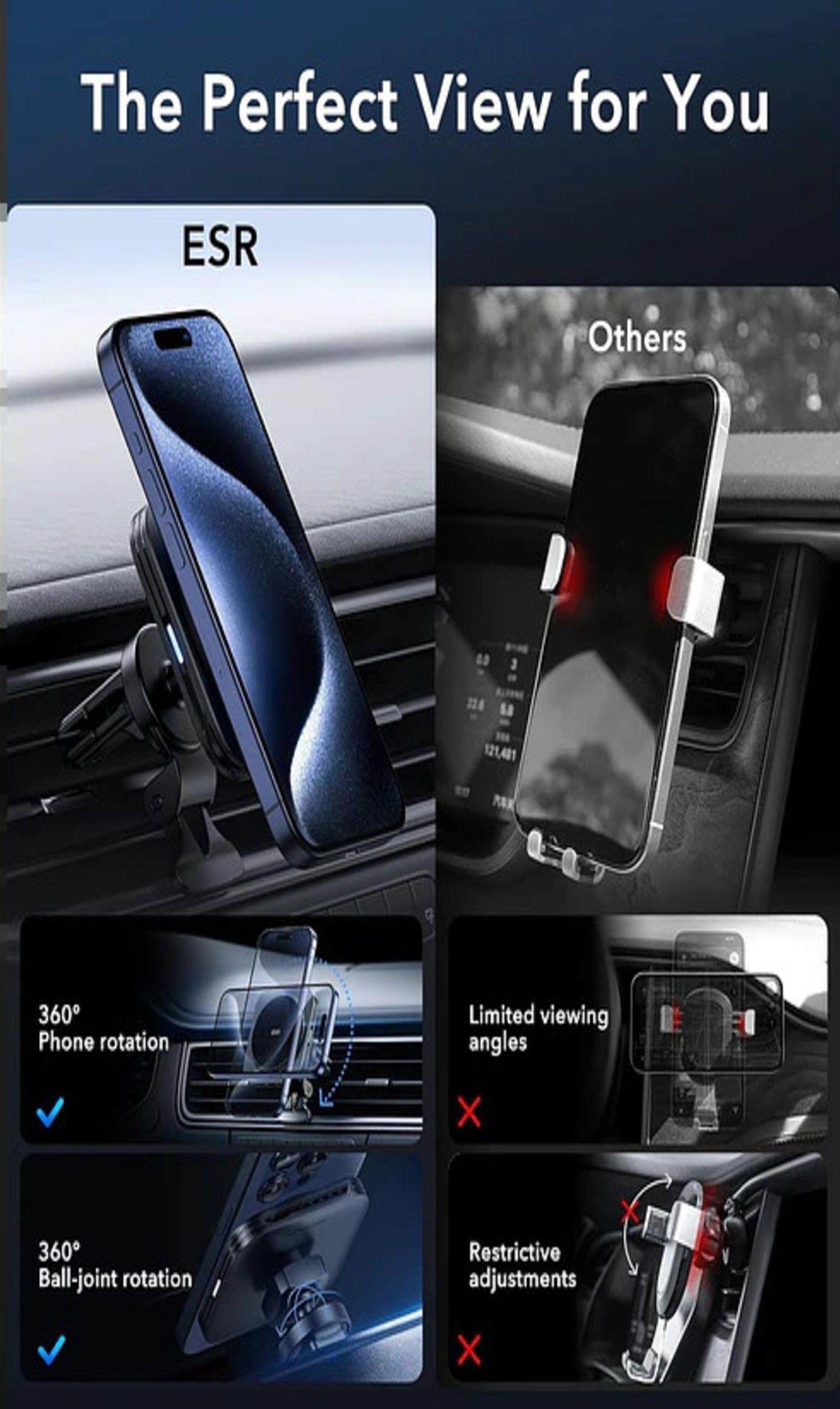 Soporte Celular Auto ESR Qi2 Cryoboost Magnetico Para iPhone-8