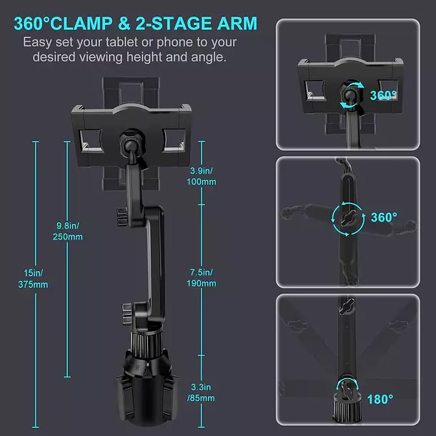 Soporte de Tablet iPad Celular Para Portavasos Auto-5