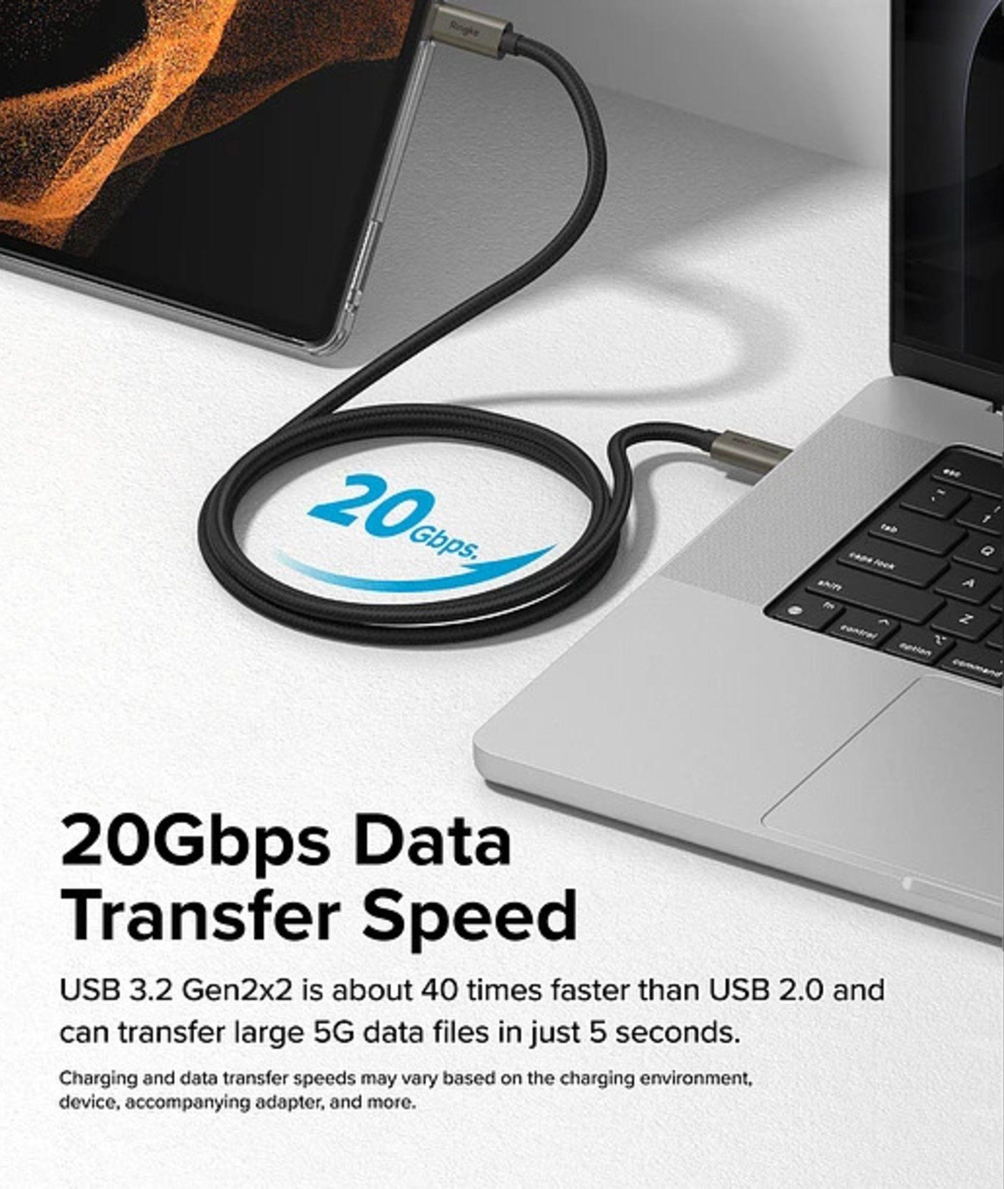 Cable Ringke Carga Rapida USB C a USB C 1m 60w-4