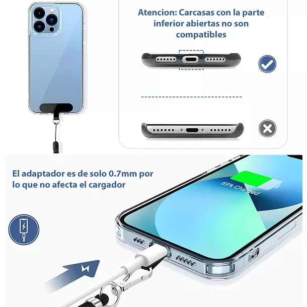 Colgante Lanyard para celular Universal 160 cm Negro-2