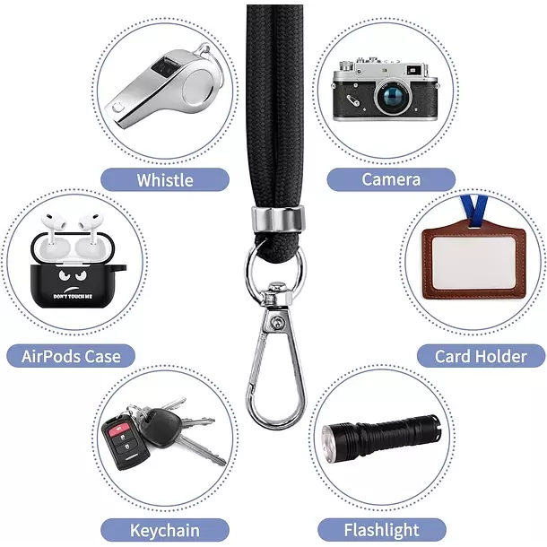 Colgante Lanyard para celular Universal 160 cm Negro-3