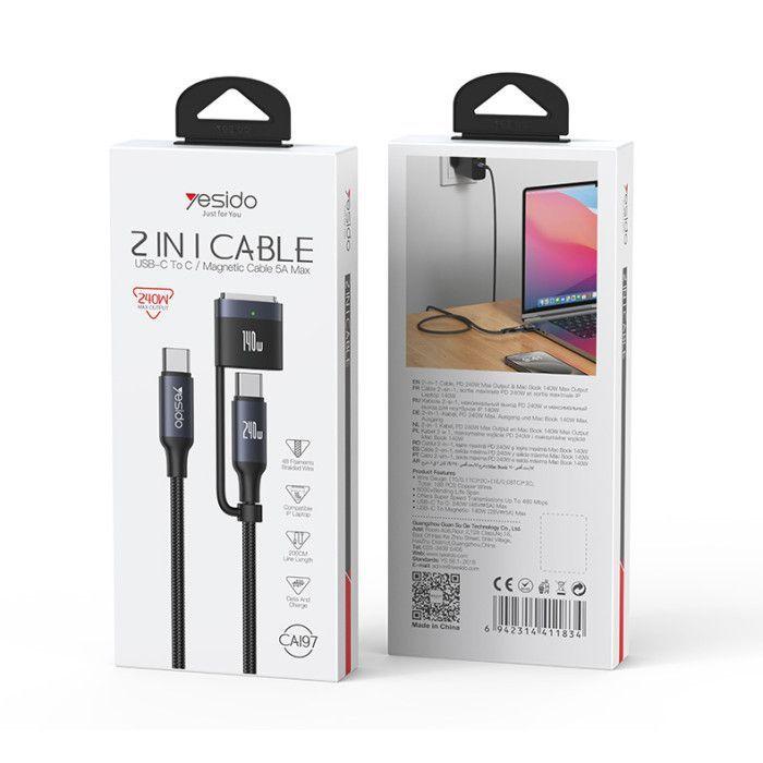Cargador para Macbook Pro Air M5 M4 M3 M2 2 en 1 Magnetico USB C-8
