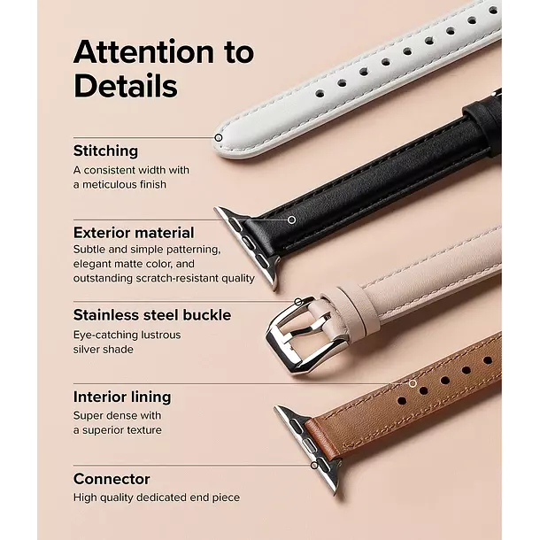 Correa Cuero Ringke Para Apple Watch 38 40 41 42mm Padded Slim-6