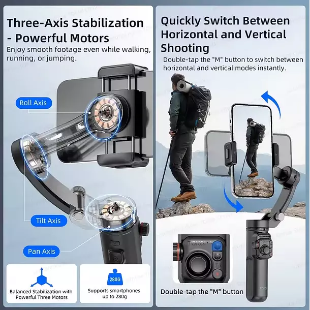 Estabilizador Para Celular TOKQI M02 iOS y Android-3