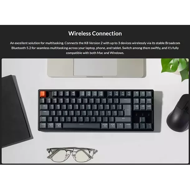 Teclado Gamer Inalambrico Keychron K8 QMK Version 2 Espanol-2
