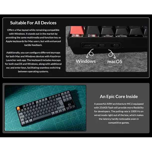 Teclado Gamer Inalambrico Keychron K8 QMK Version 2 Espanol-6