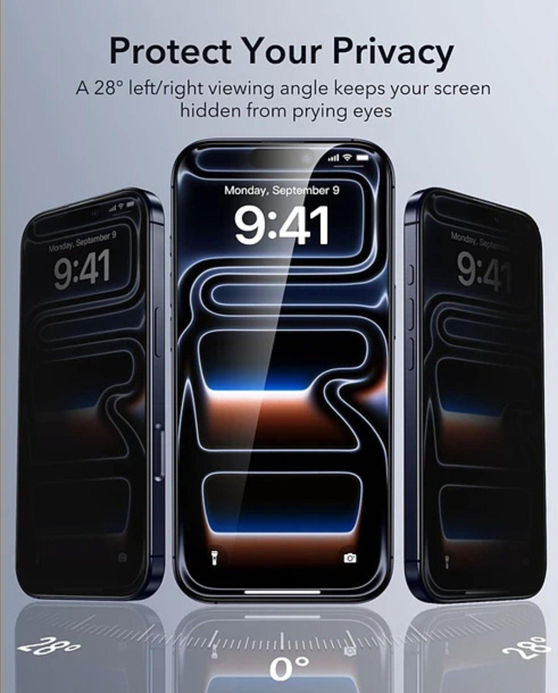Lamina Pantalla ESR Anti Espia Para iPhone 17 Pro UltraFit Pack 3-5