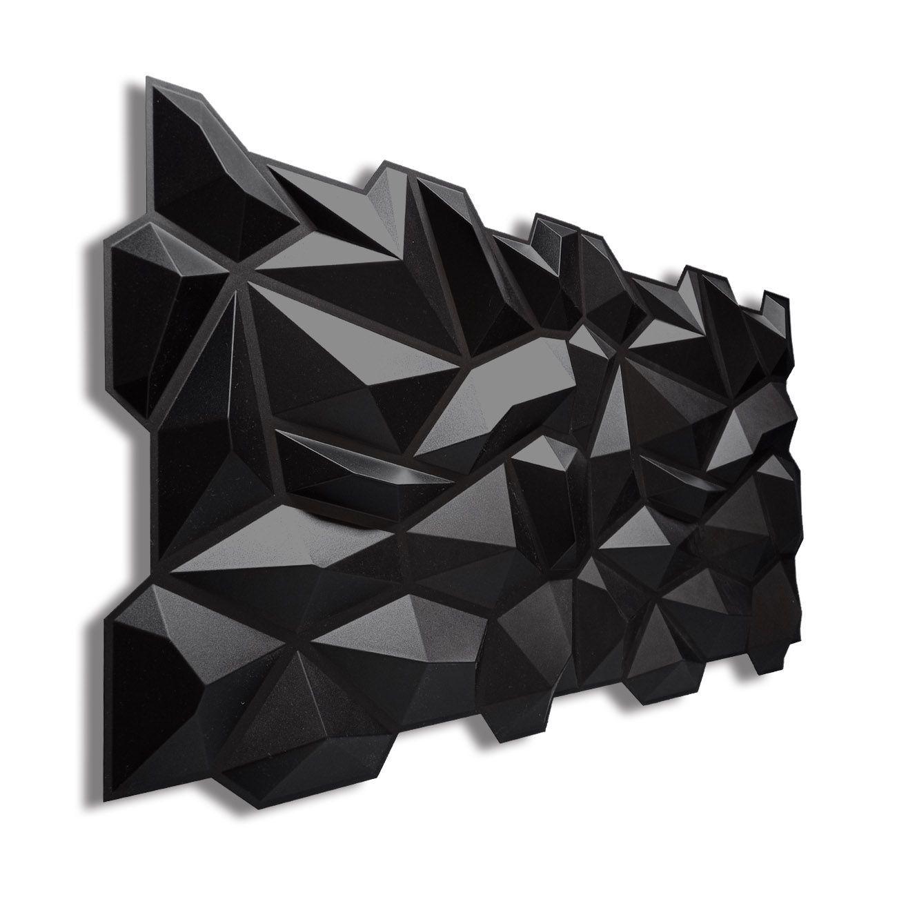 Panel Decorativo PVC 3D, Crystal Negro 3m².-2