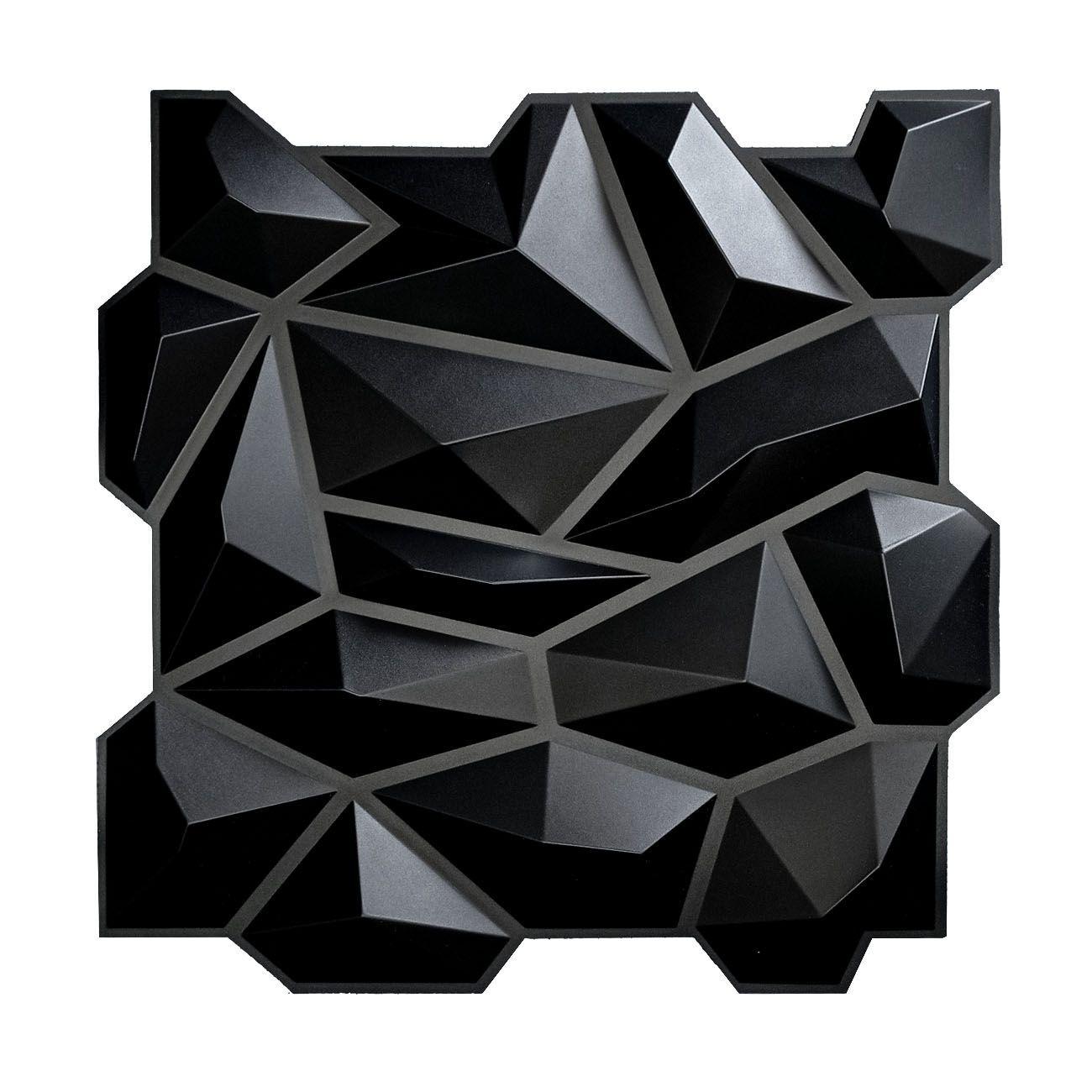 Panel Decorativo PVC 3D, Crystal Negro 3m².-3