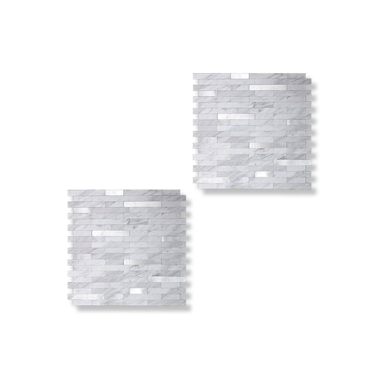 Mosaico Salpicadero Autoadhesivo PVC Aluminio M rmol Plata 30 6x29 7cm-1