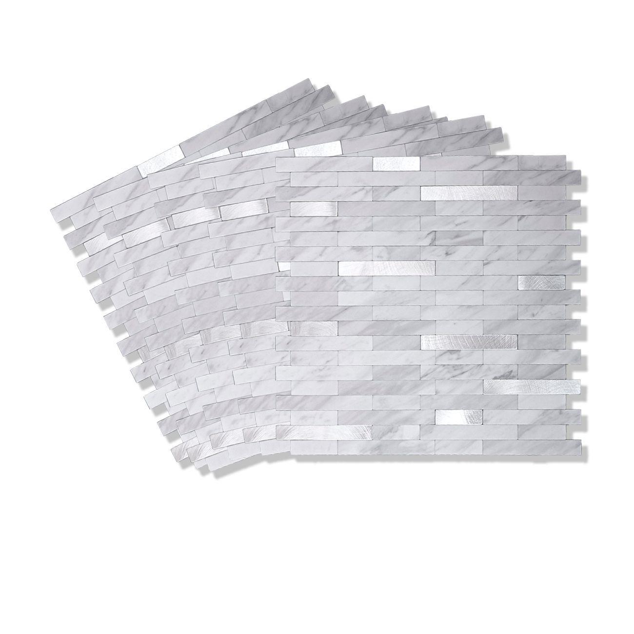 Mosaico Salpicadero Autoadhesivo PVC Aluminio M rmol Plata 30 6x29 7cm-4