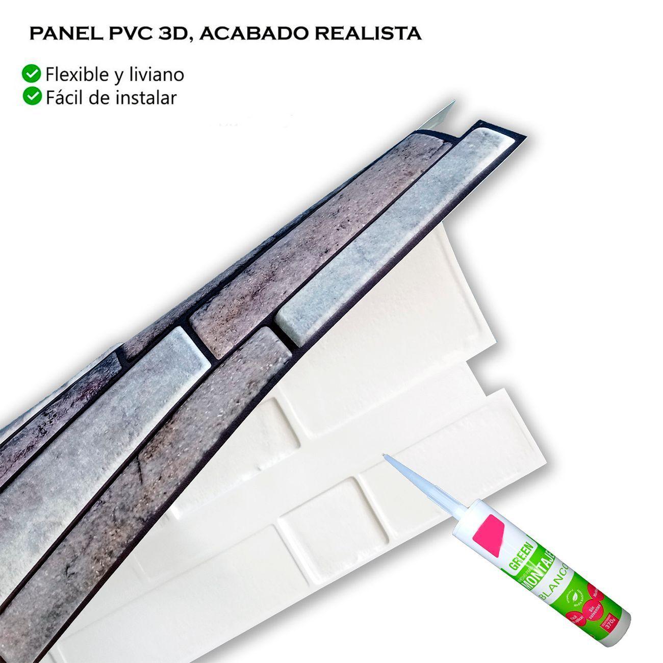 Wall Panel PVC 3D 96.9 x 48.4cm PIEDRA GRANITO 4.5m² (10 Paneles)-5