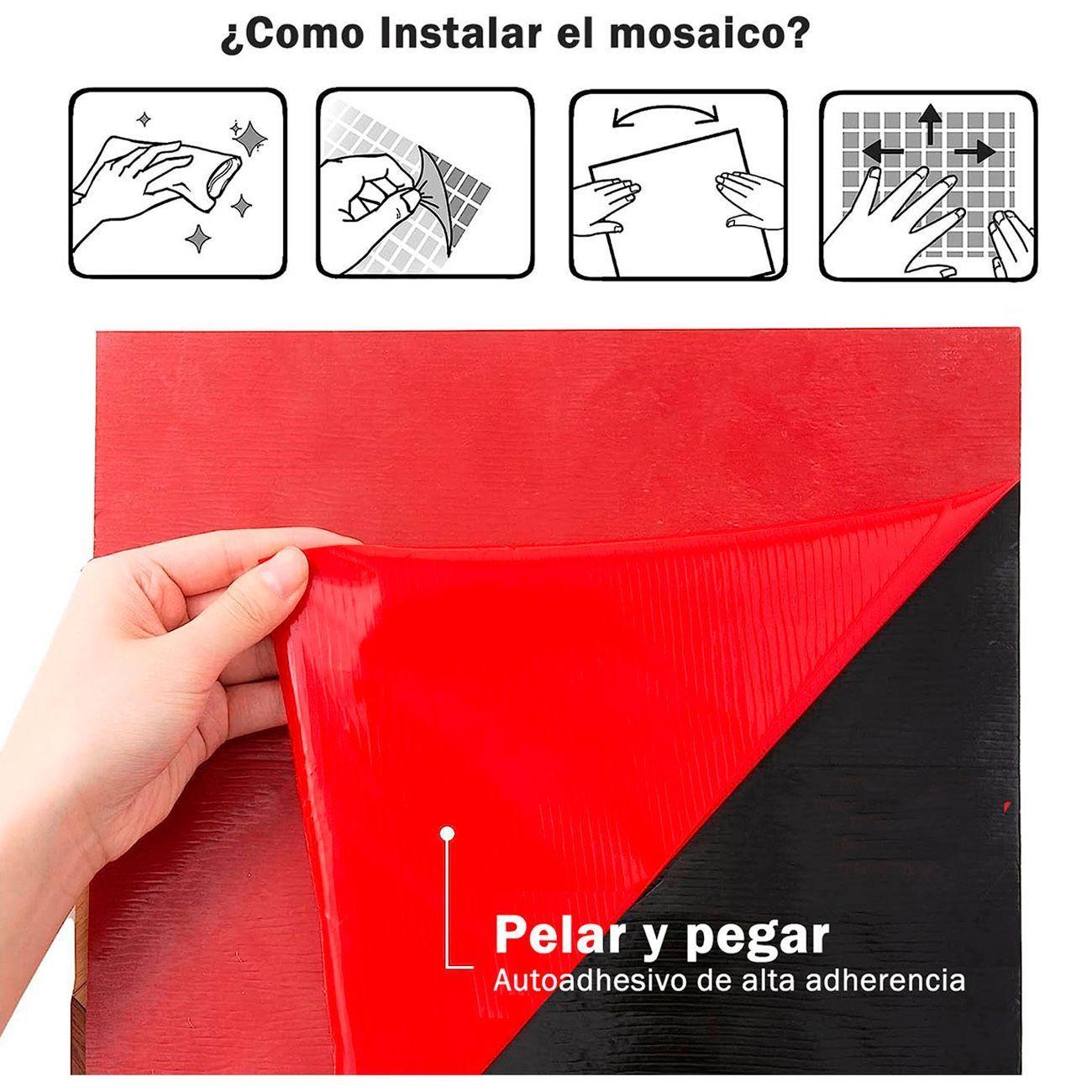 Caja Mosaicos Salpicadero Autoadhesivo Aluminio Hexágono Plata 29x28 5cm-2