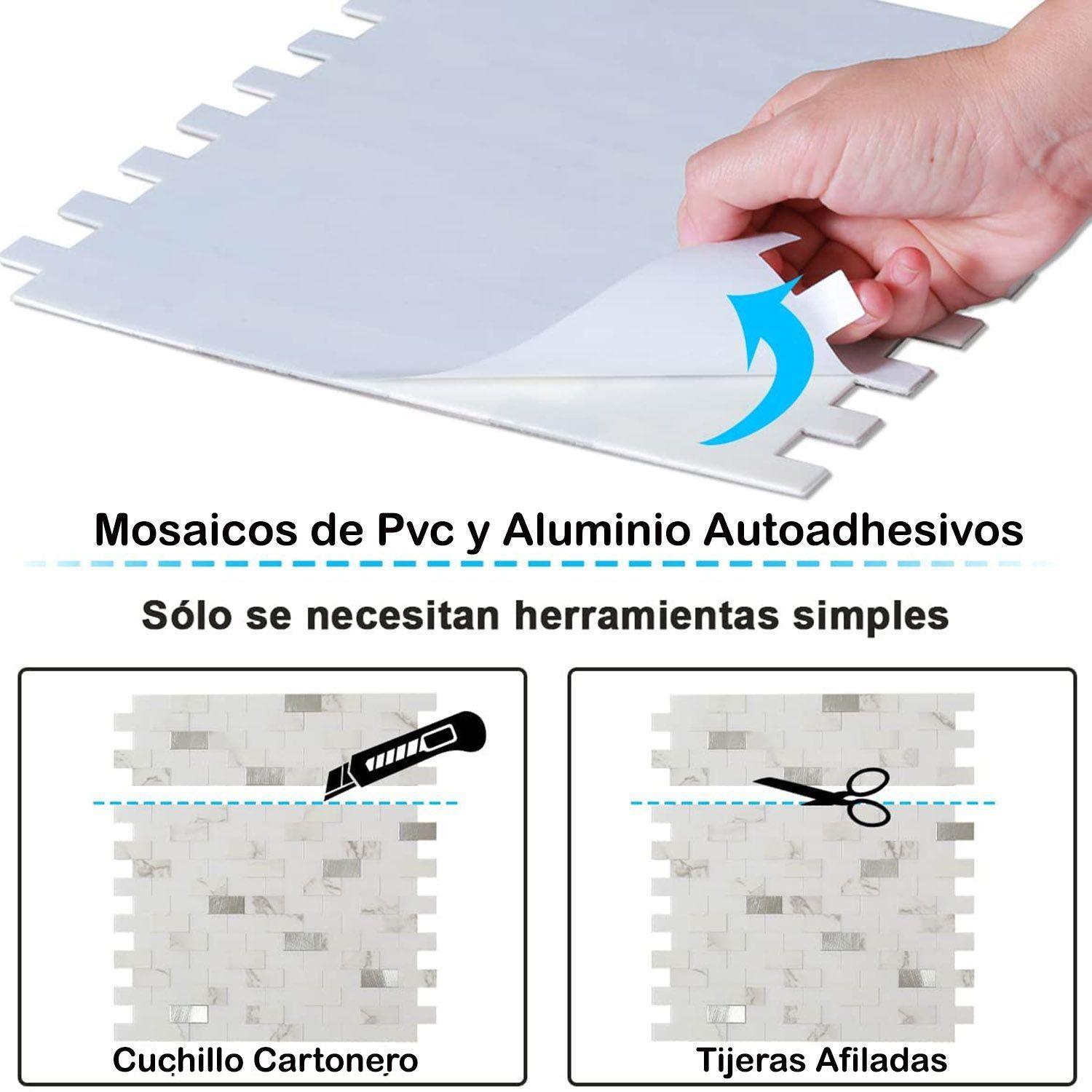 Mosaico de PVC-Aluminio Autoadhesivo Marmol Beige caja de 0.68 m²-7