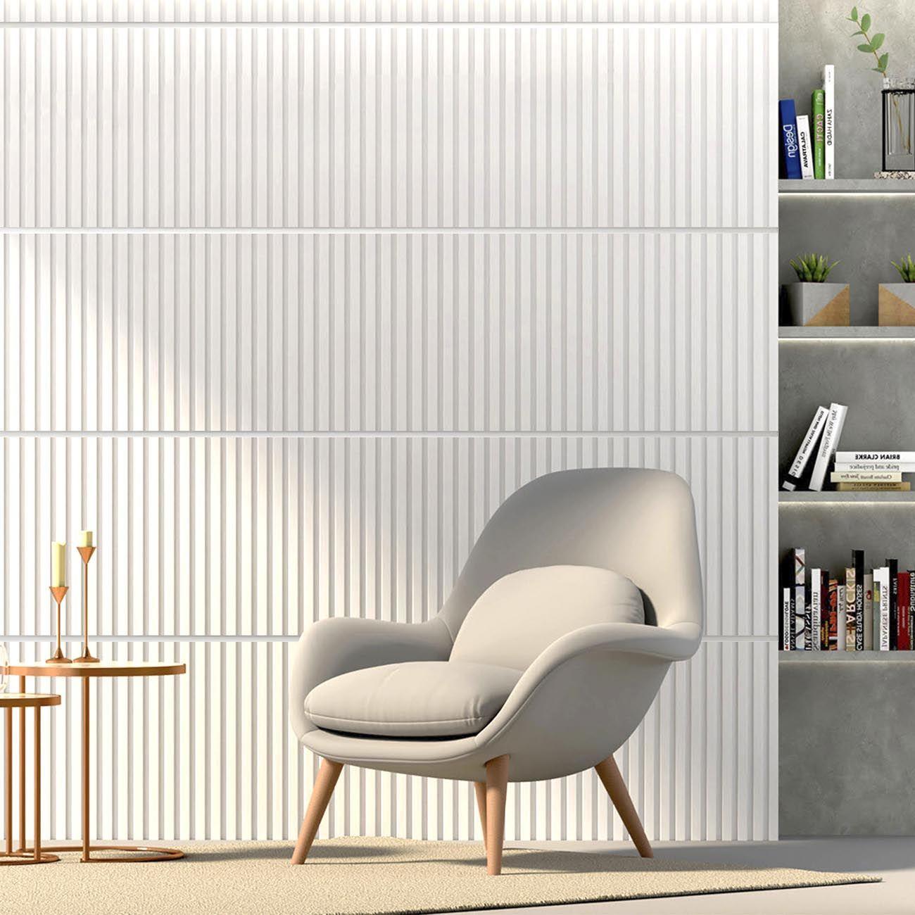 Panel Decorativo PVC 3d Liston Blanco 3m²-5
