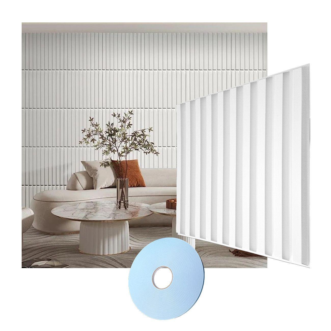 Panel Decorativo PVC 3d Liston Blanco 3m²-0