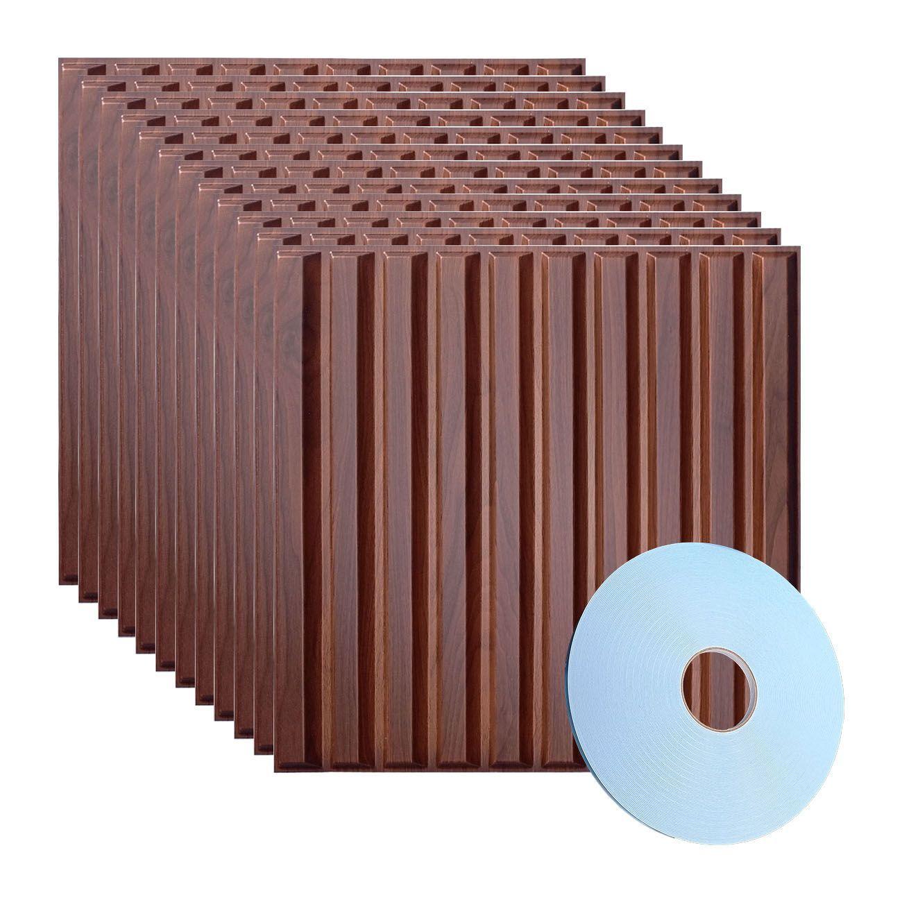 Panel Decorativo PVC 3D, Nogal 3m².-2