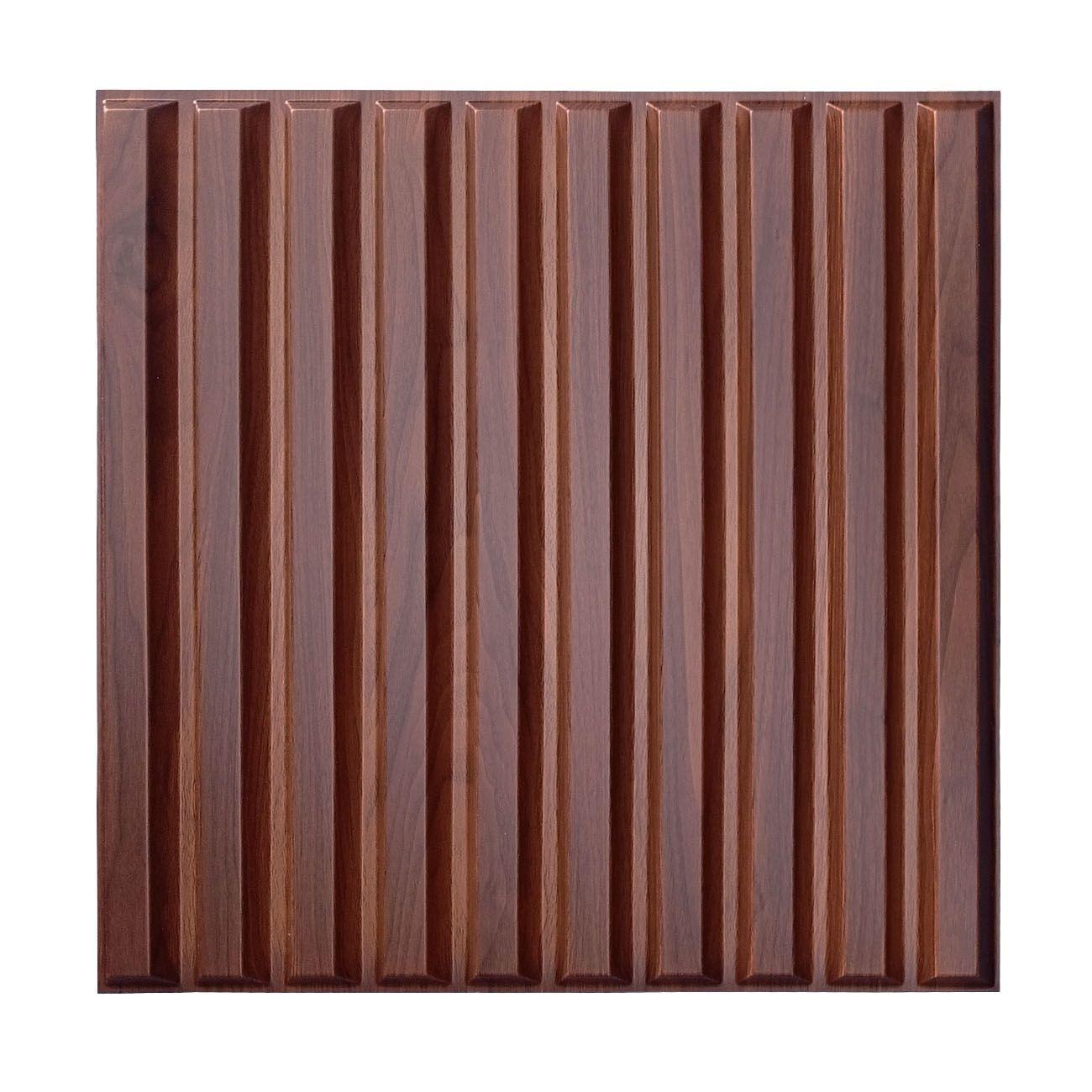 Panel Decorativo PVC 3D, Nogal 3m².-3