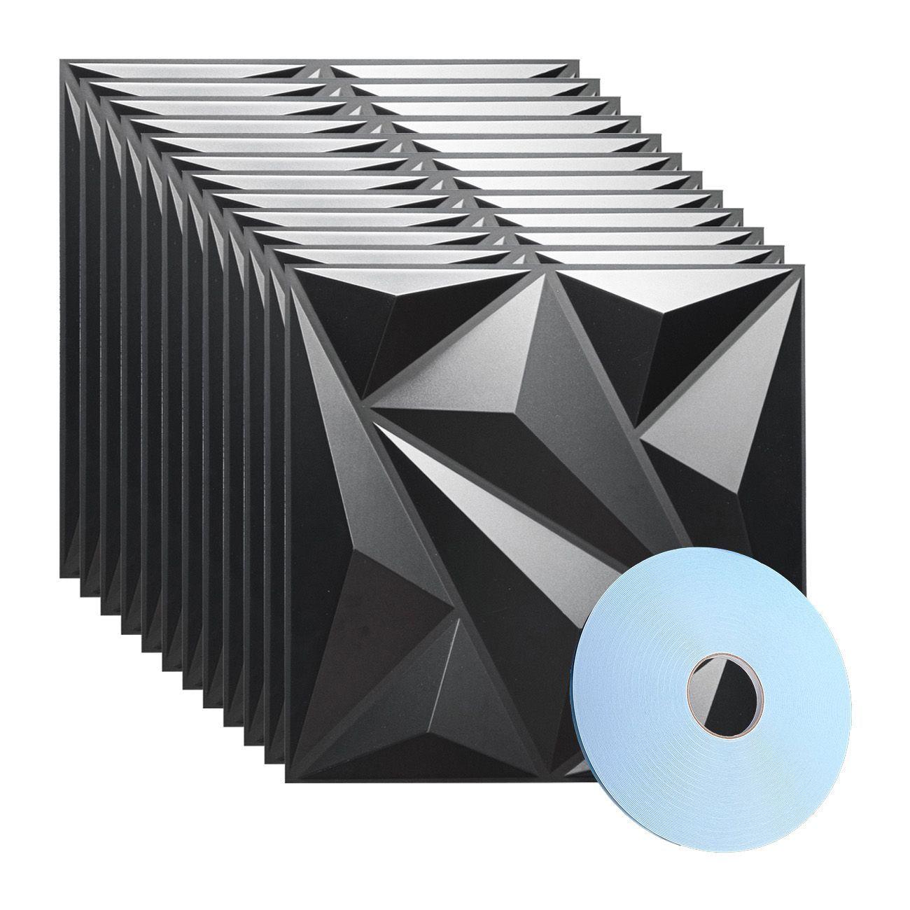 Panel Decorativo PVC 3d Mountain Negro 3m²-0