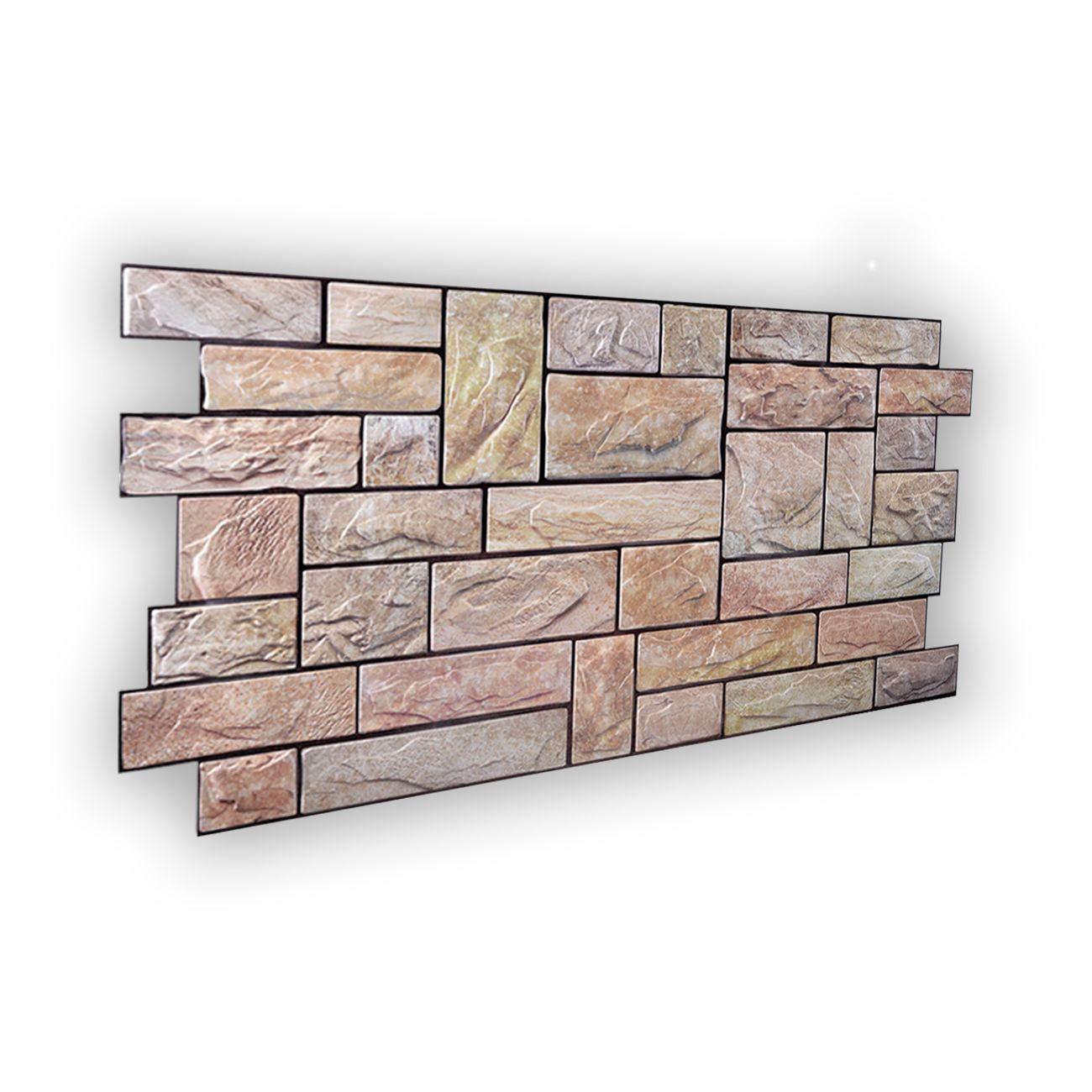 Wall Panel PVC 3D 97.7 x 49.3cm PIEDRA AMARILLA 4.5m² (10 Paneles)-2