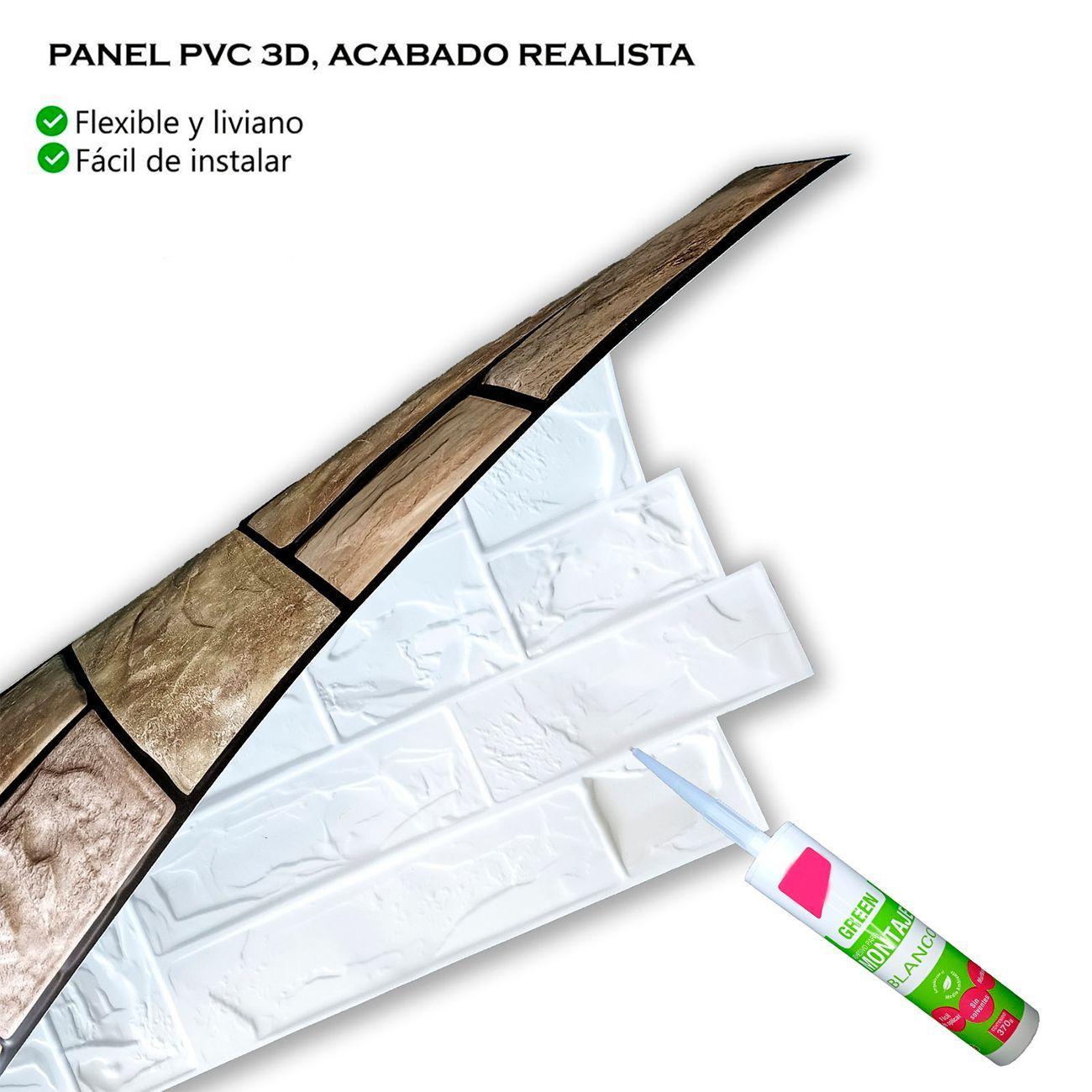 Wall Panel PVC 3D 97.7 x 49.3cm PIEDRA AMARILLA 4.5m² (10 Paneles)-4