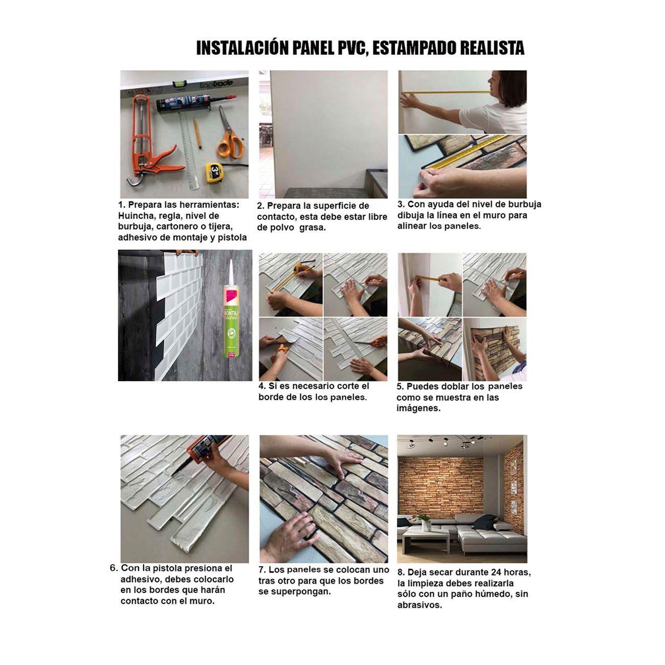 Wall Panel PVC 3D 97.7 x 49.3cm PIEDRA AMARILLA 4.5m² (10 Paneles)-5