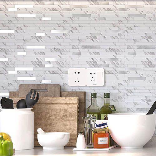 Mosaico de PVC-Aluminio Autoadhesivo Mármol-Plata Caja de 0.68 m²-5
